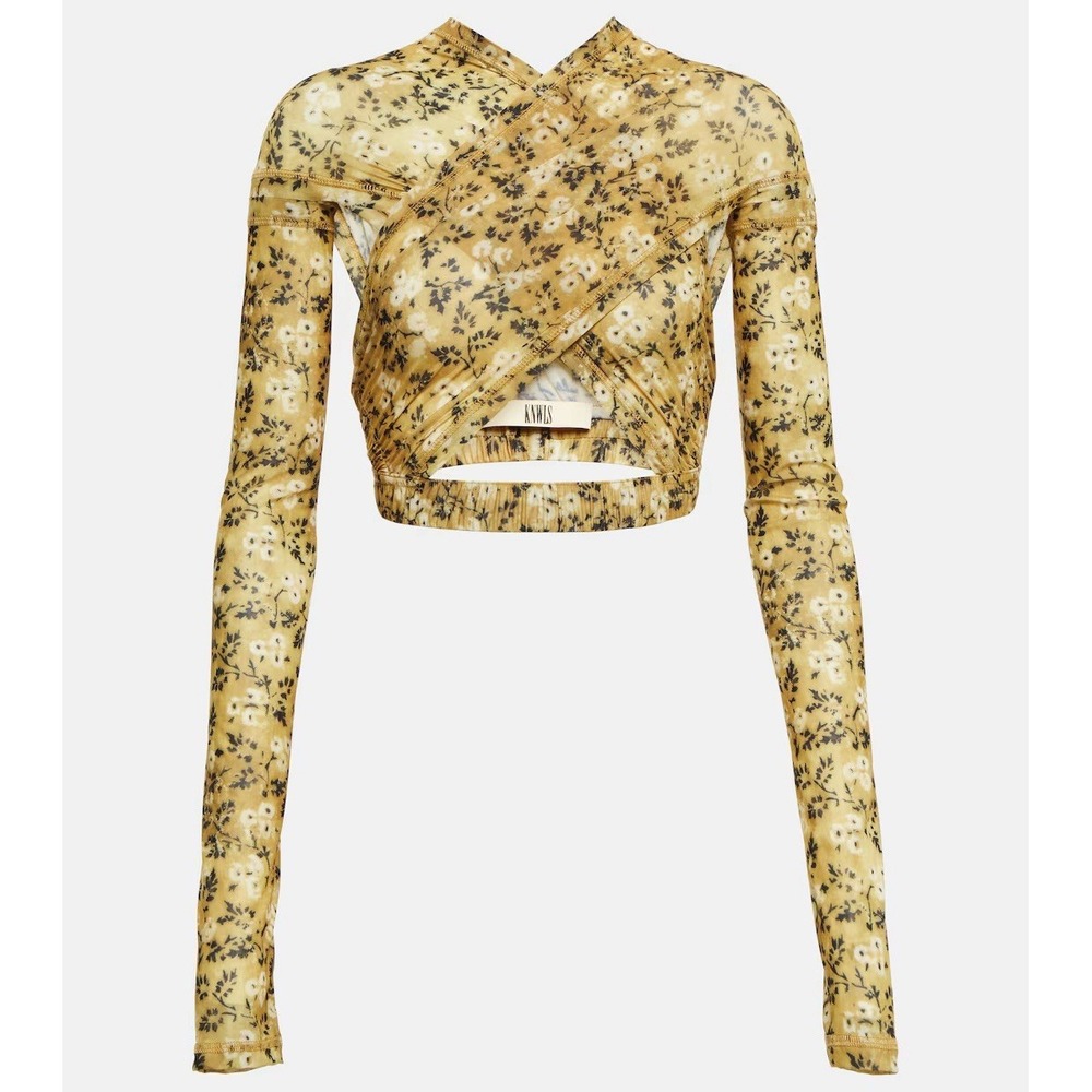 KNWLS Anti Cross Over floral jersey crop top Size Xl